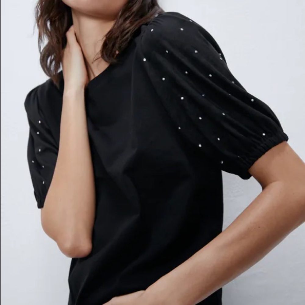 Zara Studded Faux Suede Top